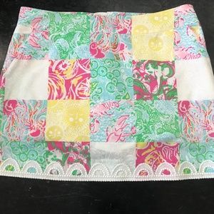 Lilly Pulitzer Patchwork Skort w/ lace trim-Size 10